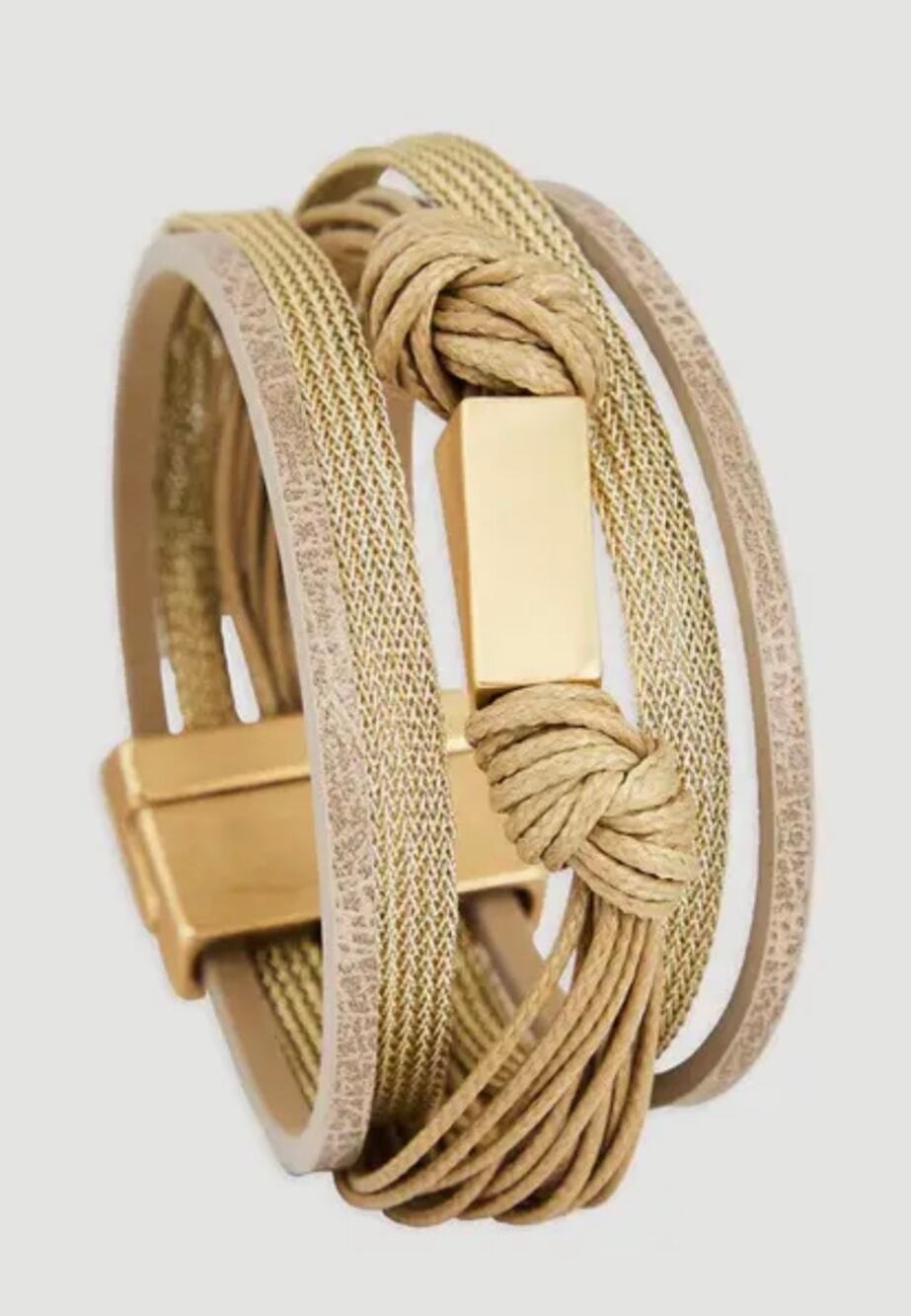 SAACHI Rectangle Charm Cord Bracelet NWT